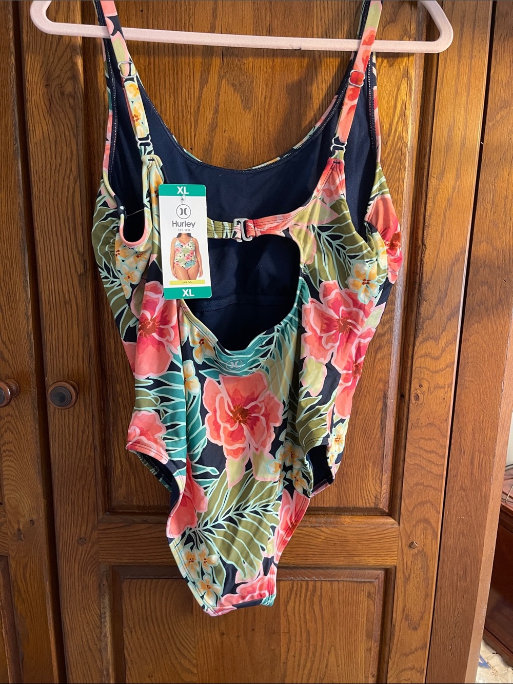 Hurley Women’s Floral One-Piece Swimsuit - Pink, Green & Yellow - Picture 3 of 4